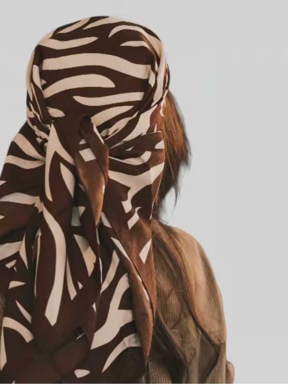 Brown and Cream Zebra Print Headscarf